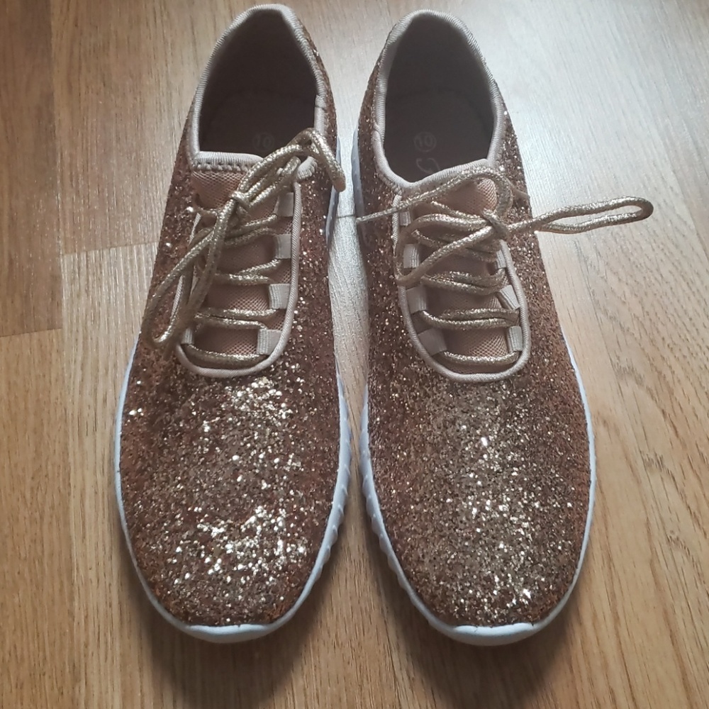 Gold sequin sneakers